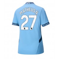 Camiseta Manchester City Matheus Nunes #27 Primera Equipación Replica 2024-25 para mujer mangas cortas